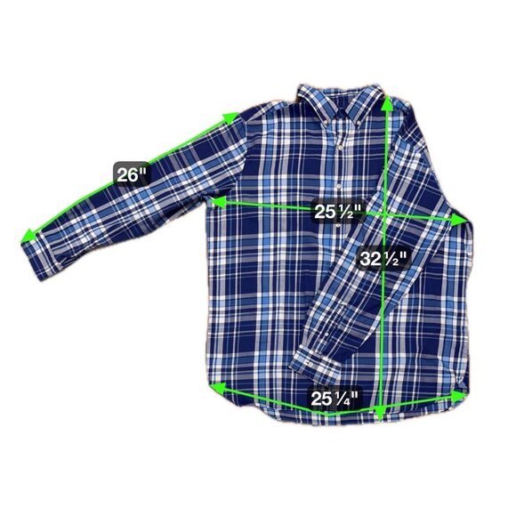 Chaps Plaid Button Down Shirt XL Blue Long Sleeve Cotton Blend Casual Preppy - Picture 5 of 7
